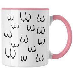 Trendation Tasse Trendation – Lustige Tasse mit Busen / Brüsten für Erwachsene als 18+ Geschenkidee Lustige Feminismus Kaffeetasse rosa