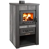 ProTermo Kaminofen Alpina Ceramic Anthrazit 8 kw, 50x48x82 cm Holzofen - Grau