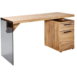 Jahnke Schreibtisch LUX C 140 Holzoptik Braun Eiche