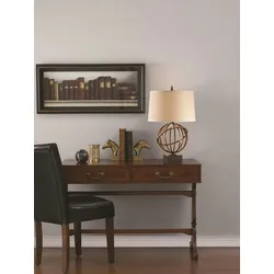 Licht-Erlebnisse Tischleuchte FREYJA Braun Antik Beige Gold 1x E27 max. 60W | LE46015