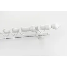 GARESA Gardinenstange GARESA "STANDARD", weiß, L:120cm Ø:28mm, Kunststoff, Stahl, Gardinenstangen, Vorhanggarnitur, Kunststoff, verlängerbar, mit Ringe/2 Lauf Gleiter
