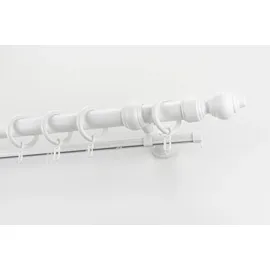 GARESA Gardinenstange GARESA "STANDARD", weiß, L:120cm Ø:28mm, Kunststoff, Stahl, Gardinenstangen, Vorhanggarnitur, Kunststoff, verlängerbar, mit Ringe/2 Lauf Gleiter