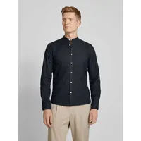 lindbergh Freizeithemd mit Stehkragen, Black, L