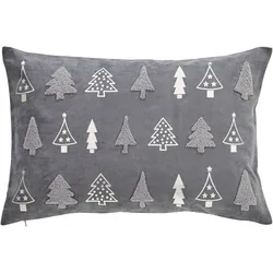 Dekokissen DONE. "Pine Forest", grau (grau, bedruckt, bestickt), B:40cm H:1cm L:60cm, Polyester, Dekokissen_Sitzkissen_Kissenhüllen, mit Glanzdruck