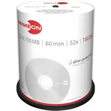 PrimeOn CD-R 80Min/700MB/52x Cakebox 100 Disc), silver-protect-disc Surface