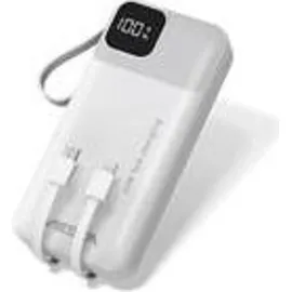 Viesta Viesta® Powerbank 20.000 mAh Weiß – 22,5W Schnellladen, PD20W – integrierte Kabel Usb-c- & Lightning), Usb-a, Usb-c Lcd-display, LED-Taschen... - Weiß