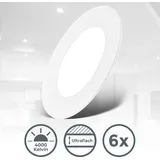 B.K.Licht Einbaustrahler 6er Set (230V) flach neutralweiß 3W 330lm Kunststoff 90x28mm