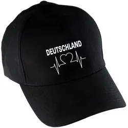 multifanshop Baseballcap - Deutschland - Herzschlag - Druck weiß - Mütze