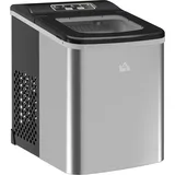Homcom Eiswürfelmaschine Eiswürfelbereiter 9 Würfel in 8 Minuten fertig, 12 kg in 24 h, Selbstreinigende Tragbare Ice Maker für Küche, Büro, Bar und Party,