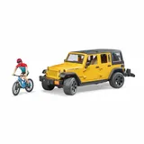 Bruder 02543 Jeep Wrangler Rubicon Unlimited mit 1 Mountainbike und Radfahrer