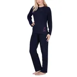 Moonline Pyjama Damen Frottee-Schlafanzug mit Motivdruck 40-42