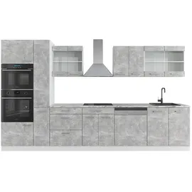 Vicco Küchenzeile R-Line 350 cm Beton/Weiß