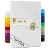 Lavea Spannbettlaken Maya, in Gr. 60x140, 90x200, 120x200, 140x200, 180x200 oder 200x220 cm, Baumwolle, Gummizug: rundum, (1 Stück), Jersey Spannbetttuch für Topper, Boxspring- und Wasserbetten weiß 90/100 cm x 200 cm