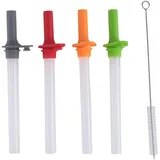 Wrtysully 4 Stück -Strohhalme, Ersatzteile, Zubehör mit Beißventil für Zak DesignsKelso 15 OZ, mit 1 Bürste, Wiederverwendbare Kinderbecher-Ersatzstrohhalme