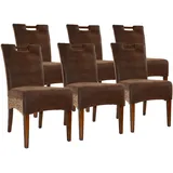 Rattanstühle Esszimmerstühle 6er SET Bilbao vollgepolstert brown