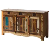 Massivmoebel24 Sideboard Altholz 135x40x75 mehrfarbig lackiert NATURE OF SPIRIT #126 Farbe:Mehrfarbig lackiert, Größe:135x40x75 cm (BxTxH)