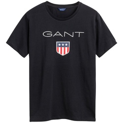 GANT Jungen T-Shirt - Teen Boys SHIELD Logo, Kurzarm, Rundhals, Baumwolle, uni Schwarz 170