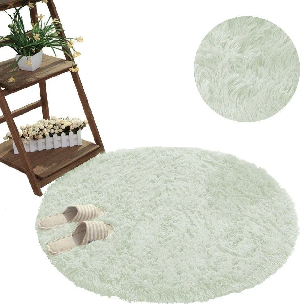 Strado, Teppich, Round carpet Shaggy Strado 140x140 WhiteLime, universal (Ø 140 cm)