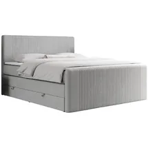 MKS Boxspringbett, KING DOREN 160/200 Hellgrau Struktur - H4