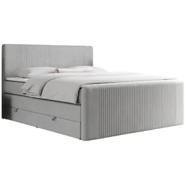 MKS Boxspringbett, KING DOREN 160/200 Hellgrau Struktur - H4