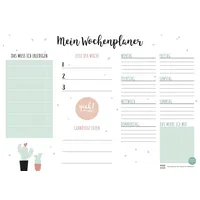 TYSK Design Schreibtischunterlage Kaktus 2er Pack (Design wählbar) Tischunterlage aus Papier zum Abreißen DIN A3 To Do Liste Notizblock Wochenplaner