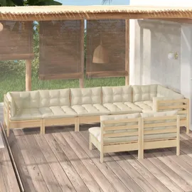 vidaXL Garten-Lounge-Set 8-tlg. creme Massivholz Kiefer