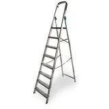 Edm Aluminium Trittleiter 8 Stufen - Silver / Black - One Size