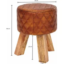 Wohnling Hocker WL6.090 Leder 40 x 46 x 40 cm Braun