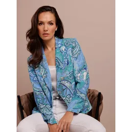 Creation L Premium Jackenblazer CREATION L PREMIUM "Seiden-Blazer", Damen, Gr. 46, himmelblau, eisblau, bedruckt, 100% Seide, Blazer