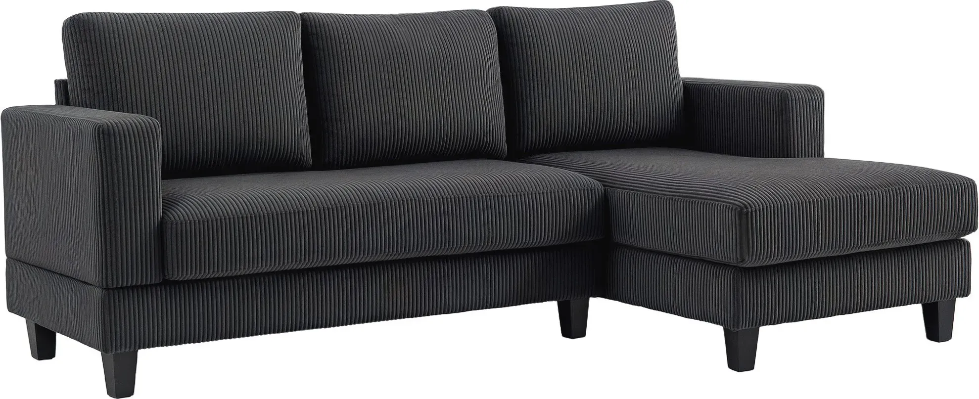 HOMCOM Ecksofa Couch mit Chaiselongue 3 Sitzer Sofa L Form Gepolsterte Eckcouch mit Cord-Optik, Hochdichtem Schaumstoff, bis 400 kg, für Wohnzimmer, Schlafzimmer, 214 x 134 x 87 cm Dunkelgrau   Aosom