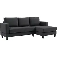 HOMCOM Ecksofa Couch mit Chaiselongue 3 Sitzer Sofa L Form Gepolsterte Eckcouch mit Cord-Optik, Hochdichtem Schaumstoff, bis 400 kg, für Wohnzimmer, Schlafzimmer, 214 x 134 x 87 cm Dunkelgrau   Aosom