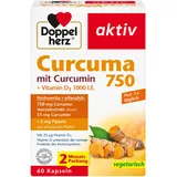 Doppelherz Curcuma 750 mit Curcumin + Vitamin D3 1000 I.E. – Vitamin D unterstützt die normale Funktion des Immunsystems – 60 Kapseln