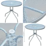 Gartentisch 80 X 71 Cm Stahl Rund Grau - Runder Gartentisch - Esstisch Im Freien - Gartenmöbel Set - Metalltisch - Outdoor Tisch - Home & Living