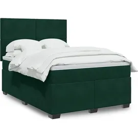 vidaXL Boxspringbett 140 x 200 cm Dunkelgrün