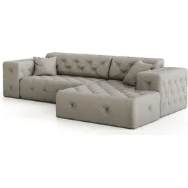 Fun Möbel Ecksofa Designersofa CHANTAL in Stoff Opera Velvet Grün Ottomane Rechts