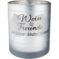 Windlicht Weinfest silber 8cm Streifen
