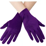 EORUBE Kurze Opernhandschuhe aus Satin für Frauen, Handgelenklänge, Bankett-Handschuhe, Teeparty, Halloween, Kostüm-Handschuhe Gr. Einheitsgröße, Smooth 8.6 - Lila - Einheitsgröße