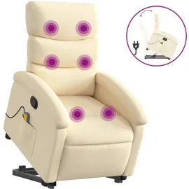 vidaXL Massagesessel mit Aufstehhilfe Polyester 92 x 99,5 x 0 cm Creme