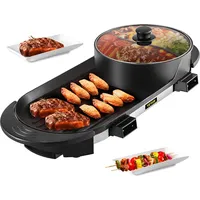 Vevor 2 in 1 Multifunktionale BBQ Hot Pot Separater Doppelthermostat Teppanyaki Grilltopf mit 5