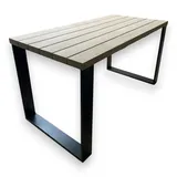 Schreibtisch 180x80x75cm, Wohnzimmertisch, Multi Massiv Eiche Dielentisch mit U-Beine Stahlbeine, Esstisch, Firmentisch - Schwarz