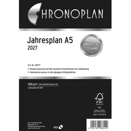 Chronoplan Kalendereinlagen 50277, Jahr 2027, Jahresplan, A5