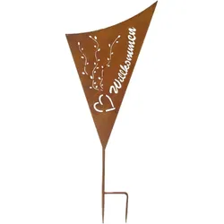 Garden Pleasure Gartenstecker WILLKOMMEN, Stahl Rost-Optik