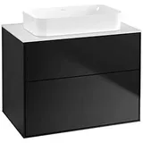 Villeroy & Boch Finion Waschtischunterschrank F63100PD 80x60,3x50,1mm, Glass White Matt, Black matt lacquer