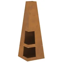 vidaXL Feuerstelle mit Holzlager 35x35x100 cm Wetterstahl