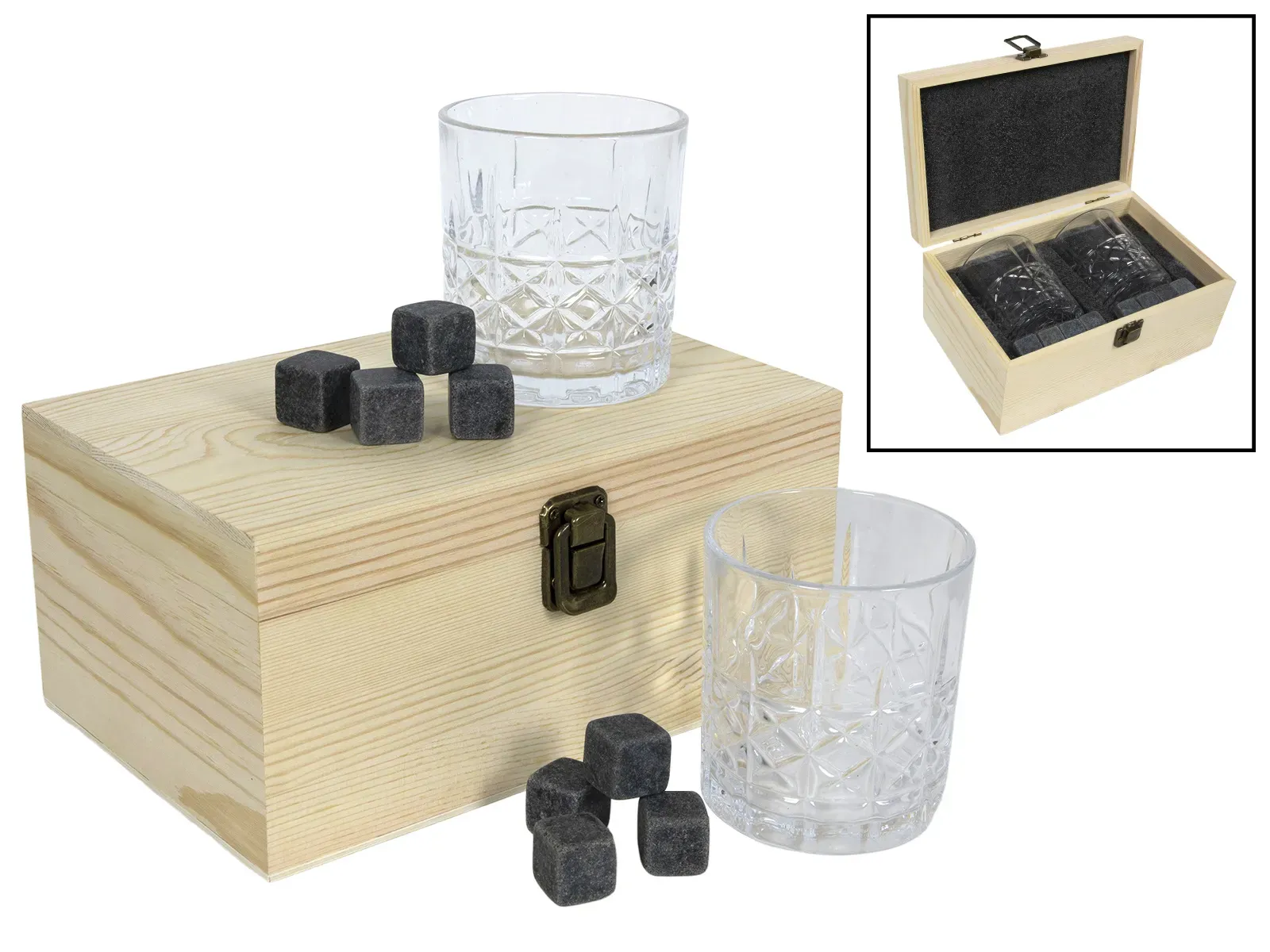 Whiskey-Set mit Eiswürfel - bunt