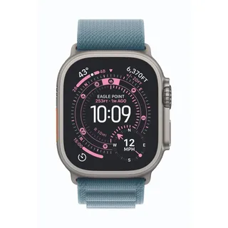 GPS + Cellular 49 mm Titangehäuse Natur Alpine Loop Hellblau M
