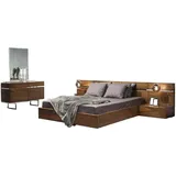 Xlmoebel Schlafzimmer-Set Hochwertige Möbel für das Schlafzimmer: Bett, Nachttische, Kommode, (5Tlg.Schlafzimmer set(Bett +2x Nachttishe + Kommode + Spiegel), Hergestellt in Europa braun