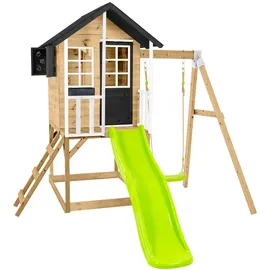 zwerkules Spielhaus Holli 2 mit Rutsche und Schaukel Natur