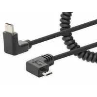 Manhattan Spiralkabel USB-C auf Micro-USB Ladekabel 1m schwarz