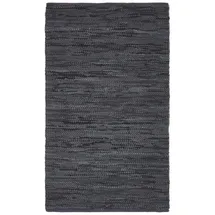 Homescapes - Schwarzer Leder-webteppich Denver gewebt 150/240 cm,